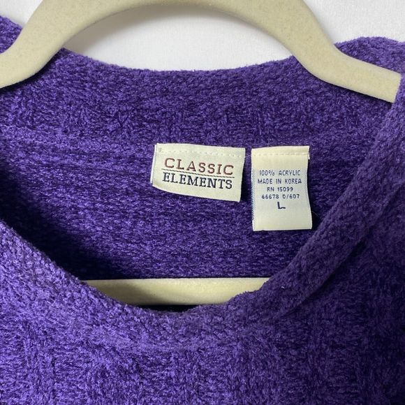 Classic Element Purple Cable Knit Sweater Size L - Picture 3 of 3